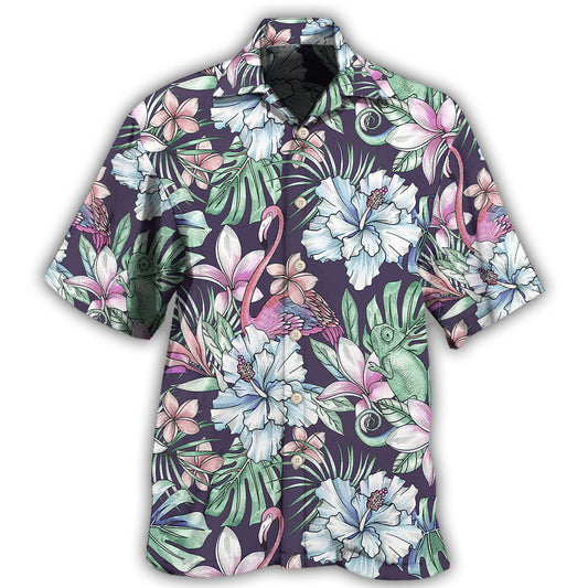 Flamingo Lizard Hibiscus Summer Love - Hawaiian Shirt