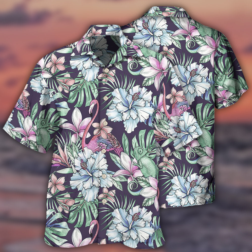 Flamingo Lizard Hibiscus Summer Love - Hawaiian Shirt