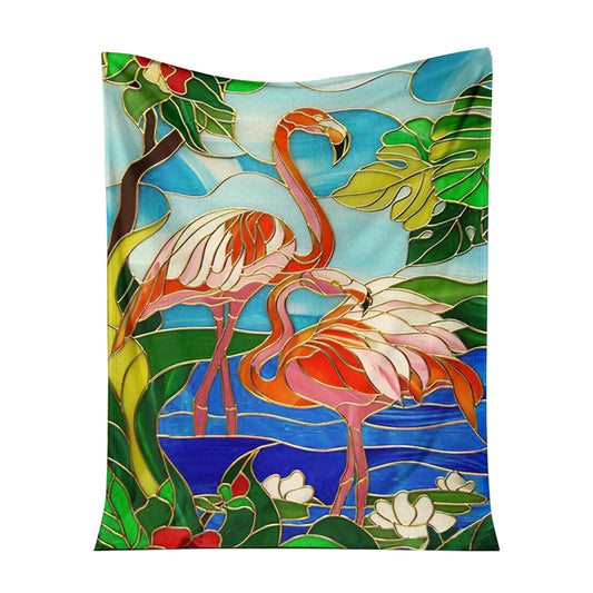 Flamingo Love Beautiful Life 50 x 60 Inch Flannel Blanket For Cozy Bedroom And Sofa Decor