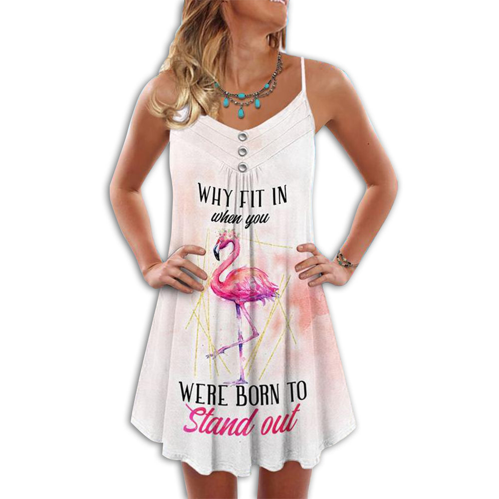 Flamingo Summer Tropical Vibes Beautiful – Women's Summer Sleeveless V-Neck Camisole Dress