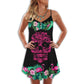 Flamingo Tropical Skull Summer – Women's Summer Sleeveless V-Neck Camisole Dress