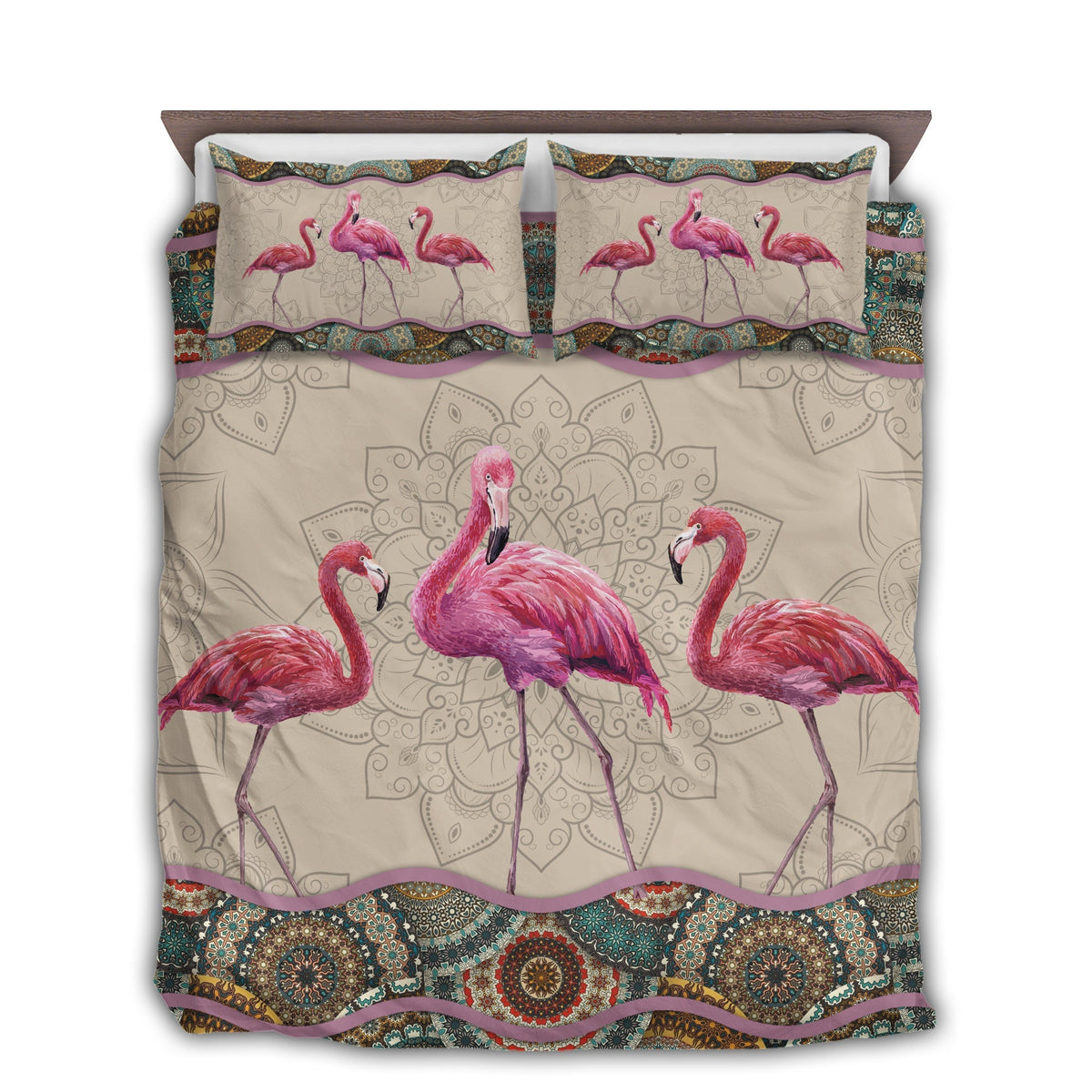 Flamingo Mandala Bedding Cover For Coastal Bedroom Decor