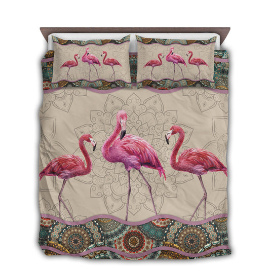 Flamingo Mandala Bedding Cover For Coastal Bedroom Decor