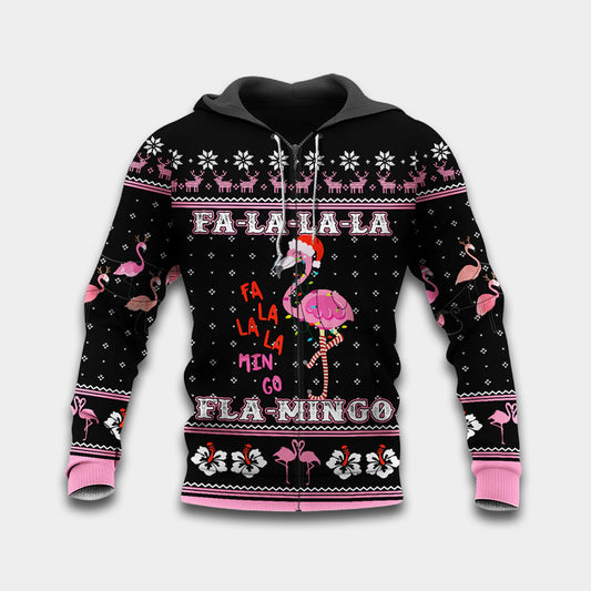 Flamingo Merry Christmas Fa La La Art – 3D Hoodie