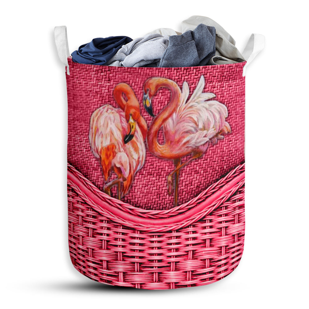 Flamingo Rattan Teaxture Lover - Laundry Basket - Owls Matrix LTD