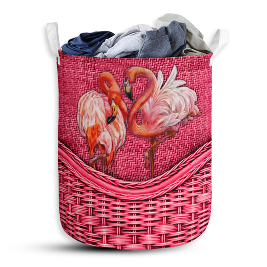 Flamingo Rattan Teaxture Lover - Laundry Basket - Owls Matrix LTD