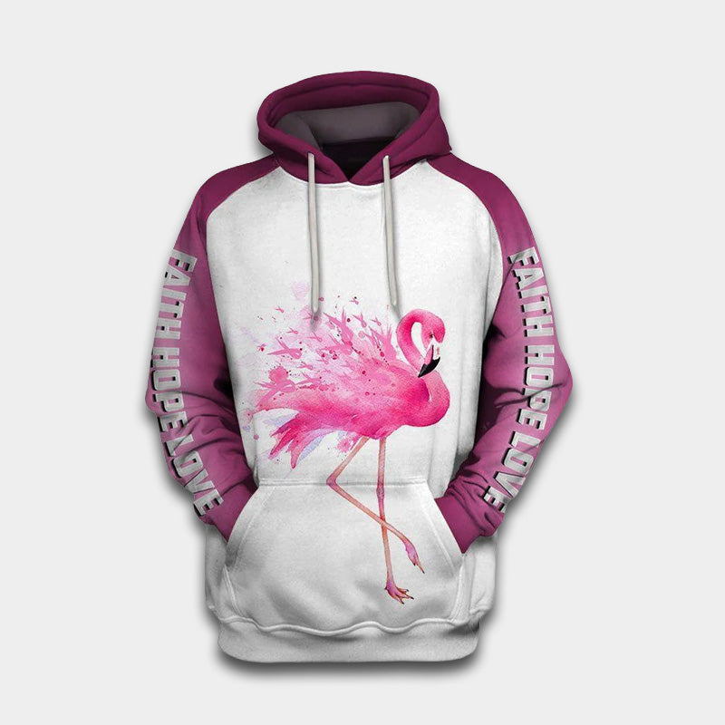 Flamingo Ribbon Breast Cancer Awareness – 3D Hoodie