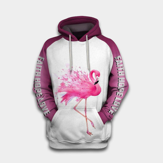 Flamingo Ribbon Breast Cancer Awareness – 3D Hoodie