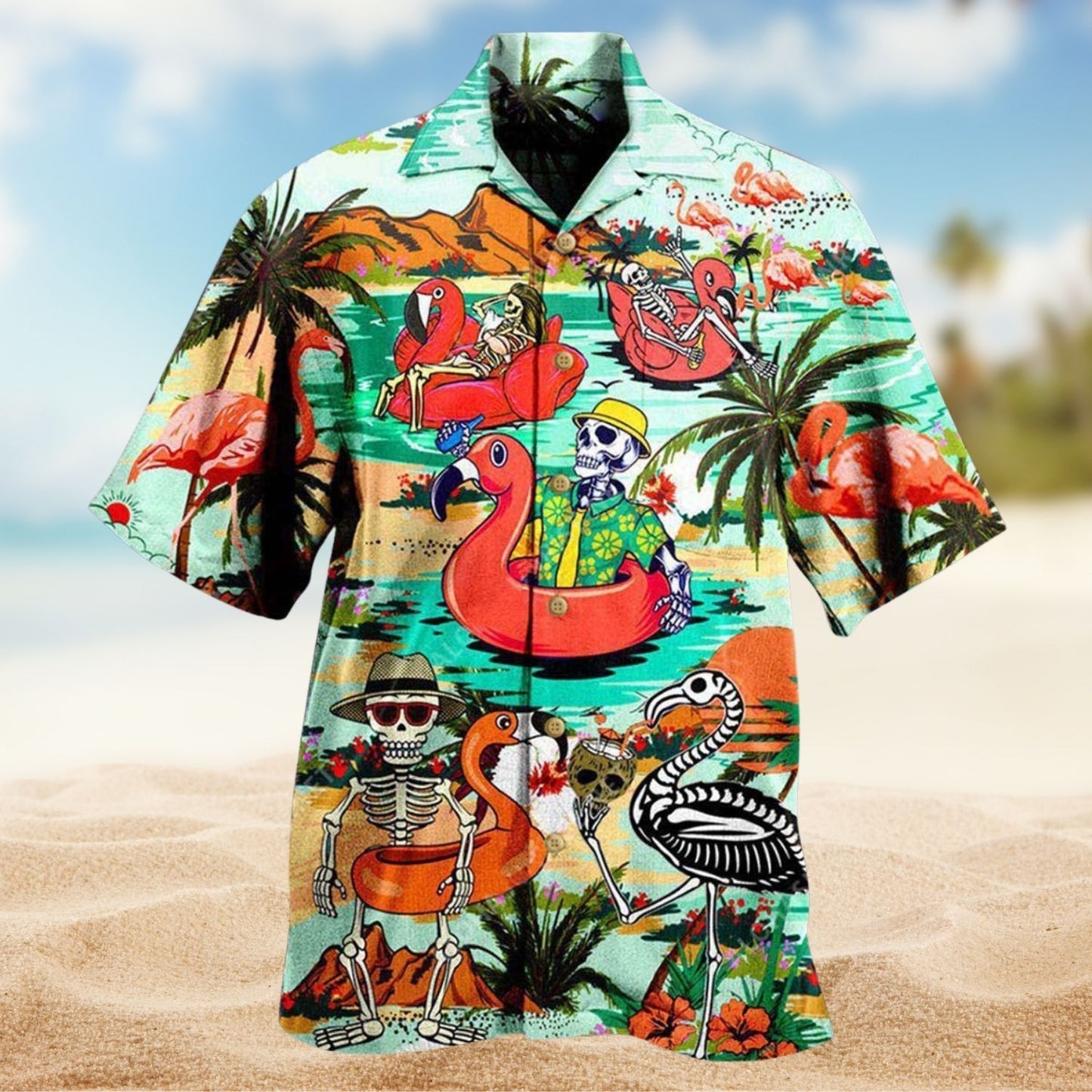 Flamingo Skull Hawaii Edition – Hawaiian Shirt