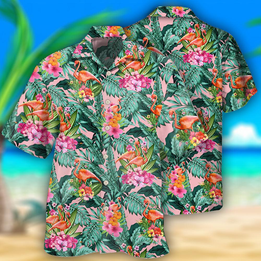Flamingo Colorful Tropical Leaf Style - Hawaiian shirt