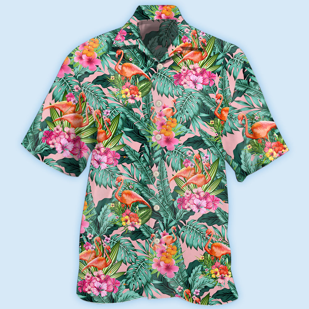 Flamingo Colorful Tropical Leaf Style - Hawaiian shirt