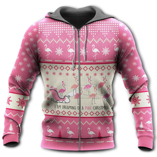 Flamingo Merry Xmas Pink Style - 3D Hoodie