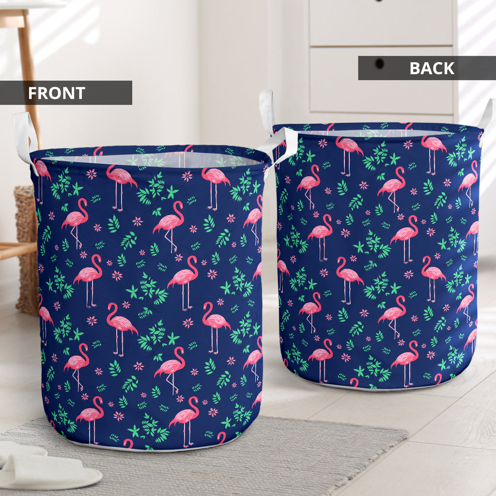 Flamingo Flower Pattern - Laundry Basket - Owls Matrix LTD