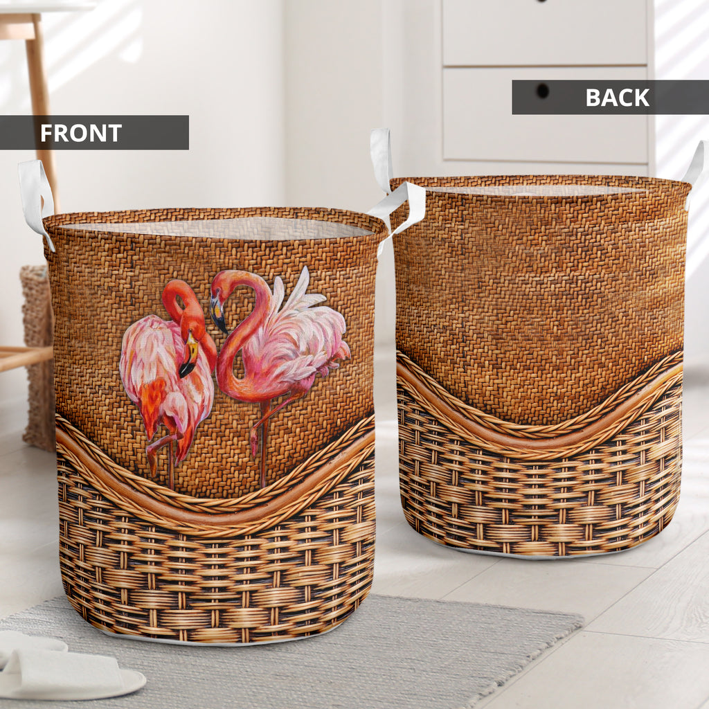 Flamingo Rattan Teaxture - Laundry Basket - Owls Matrix LTD