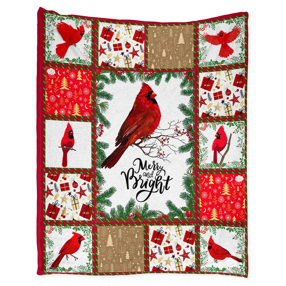 Cardinal Merry And Bright Christmas Vibes 50 x 60 Inch Flannel Blanket For Cozy Bedroom And Sofa Decor