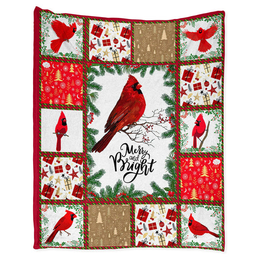 Cardinal Merry And Bright Christmas Vibes 50 x 60 Inch Flannel Blanket For Cozy Bedroom And Sofa Decor