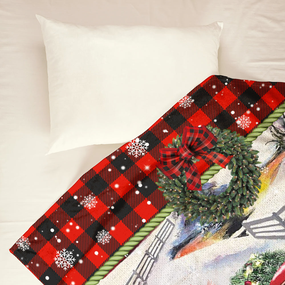 Cardinal Tartan Red Truck Snowy Day Flannel Blanket For Soft Bed Couch And Home Comfort