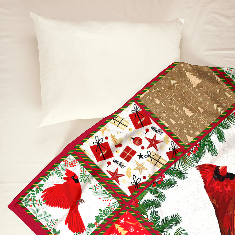 Cardinal Merry And Bright Christmas Vibes Flannel Blanket For Soft Bed Couch And Home Comfort