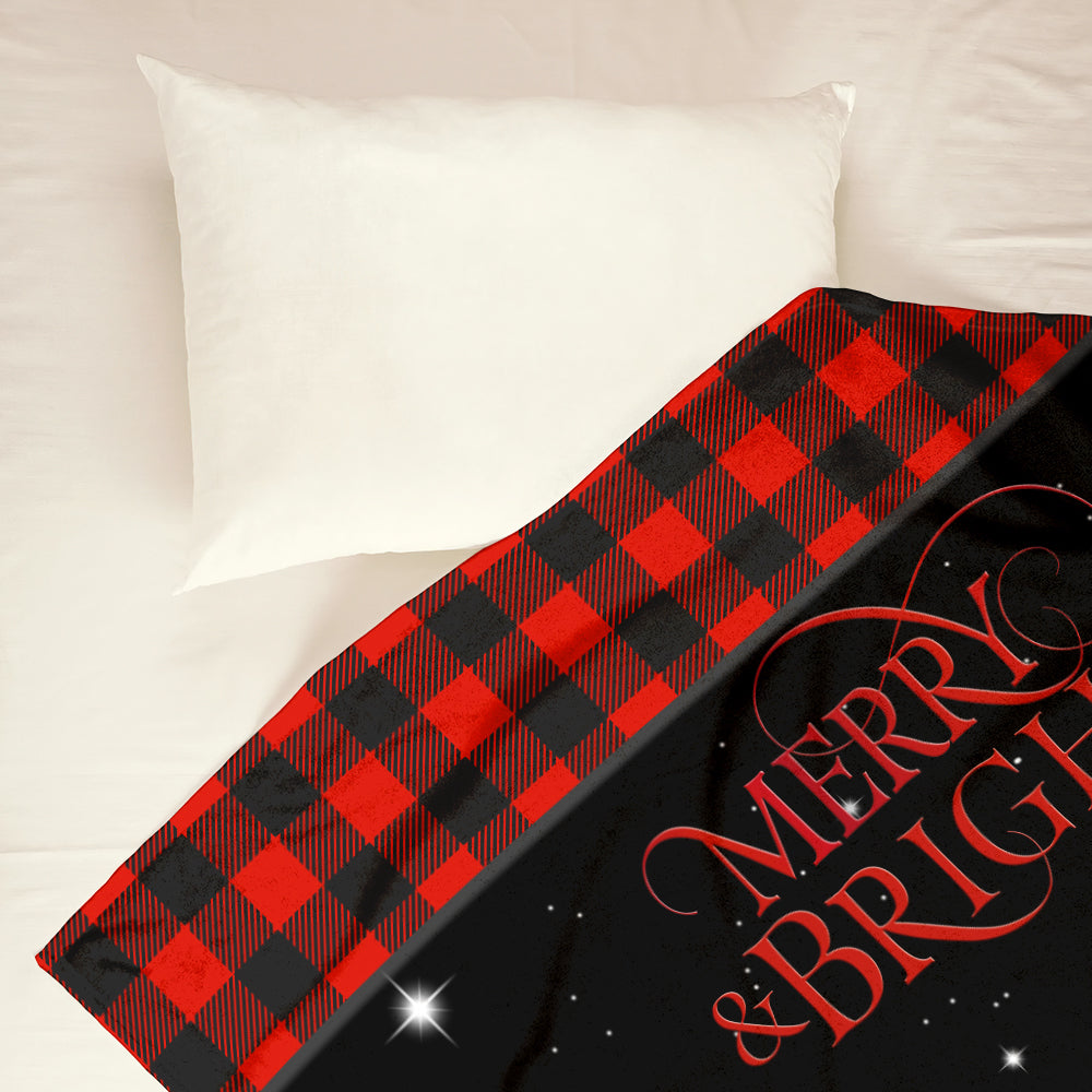 Cardinal Tartan Christmas Merry And Bright Flannel Blanket For Soft Bed Couch And Home Comfort