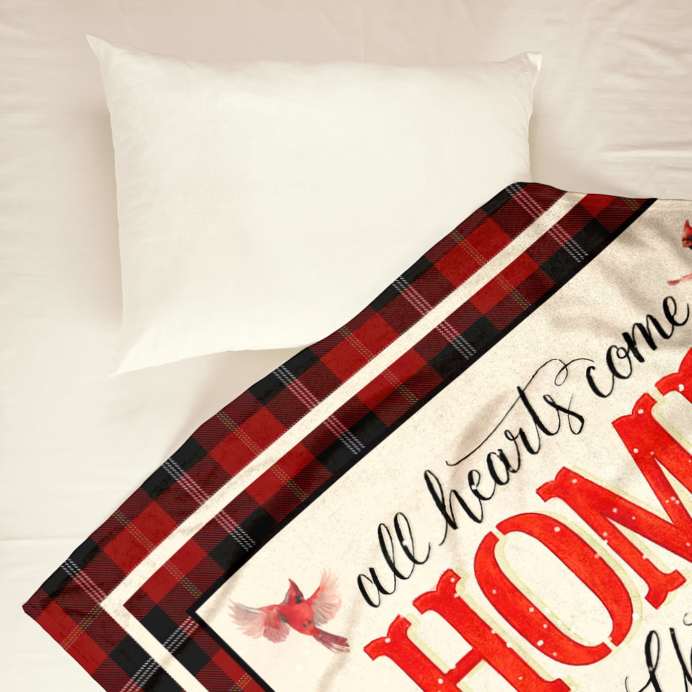 Cardinal Christmas All Heart Come Home For Christmas Flannel Blanket For Soft Bed Couch And Home Comfort