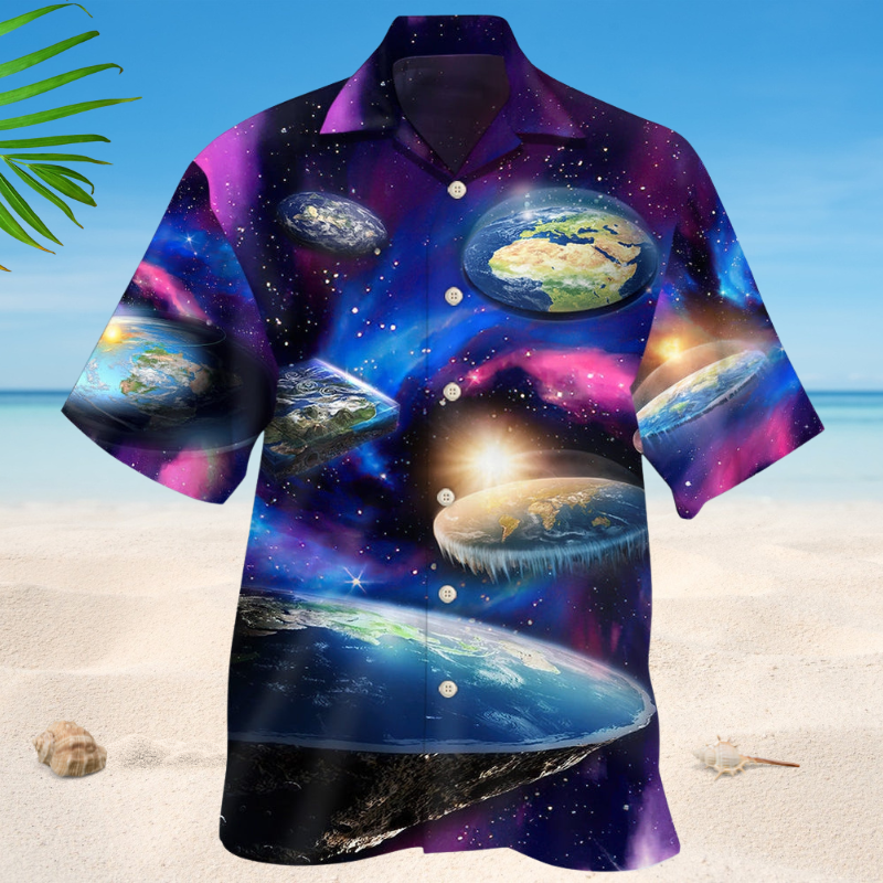 Flat Earth Galaxy Style – Hawaiian Shirt