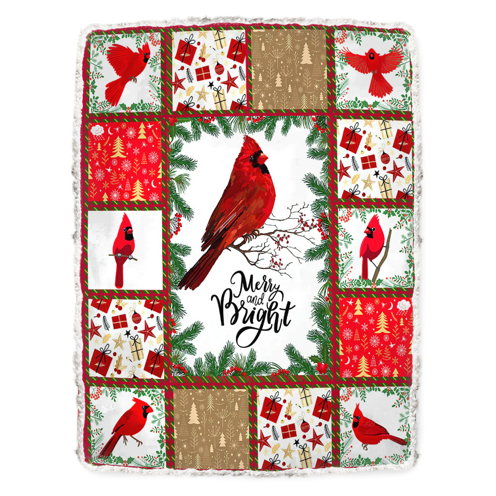Cardinal Merry And Bright Christmas Vibes 50 x 60 Inch Flannel Blanket For Bed Sofa And Reading Nook Decor