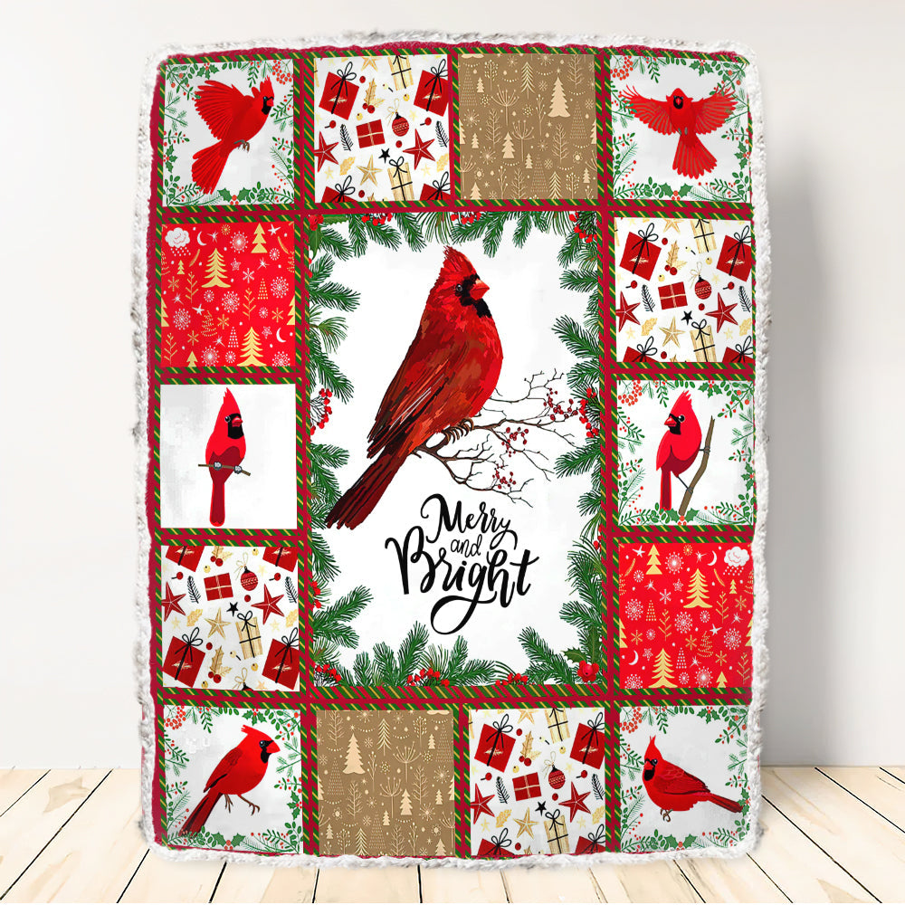 Cardinal Merry And Bright Christmas Vibes Flannel Blanket For Bedroom Couch And Daily Comfort