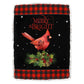 Cardinal Tartan Christmas Merry And Bright 50 x 60 Inch Flannel Blanket For Bed Sofa And Reading Nook Decor