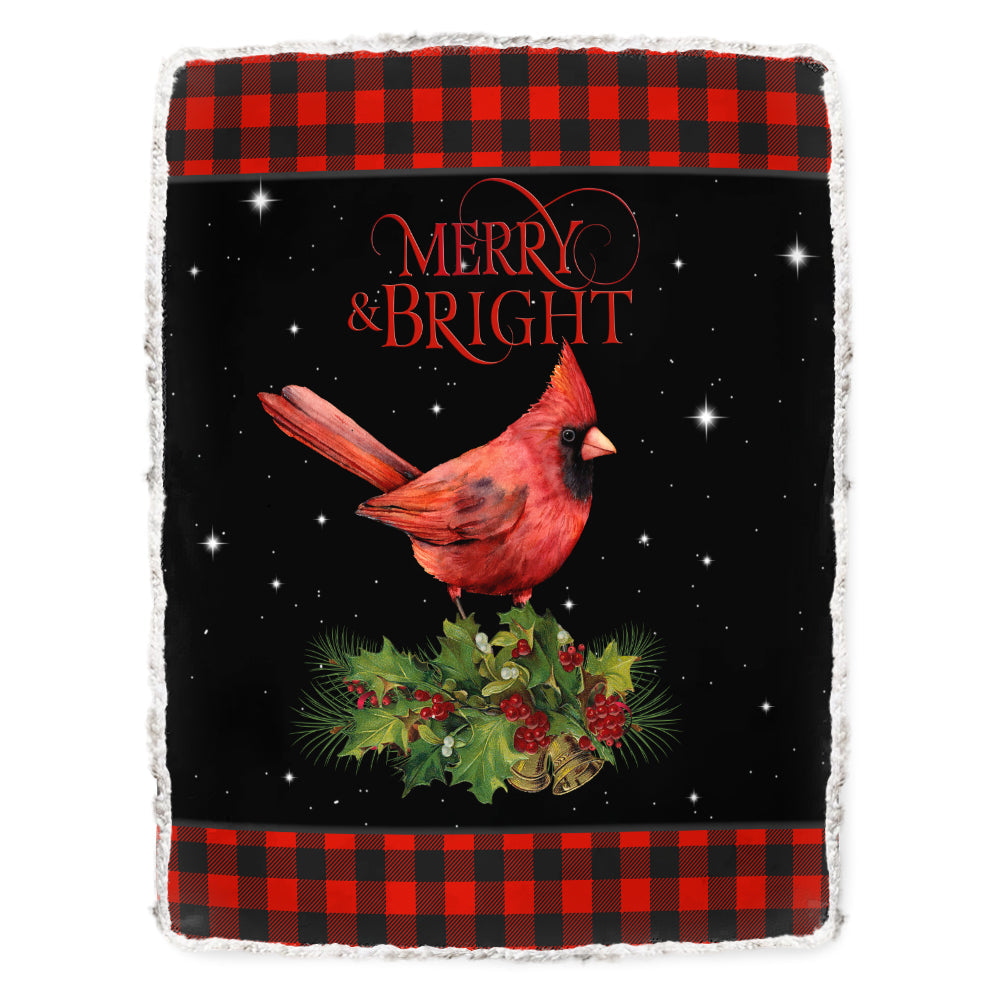 Cardinal Tartan Christmas Merry And Bright 50 x 60 Inch Flannel Blanket For Bed Sofa And Reading Nook Decor