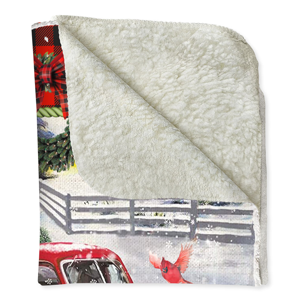 Cardinal Tartan Red Truck Snowy Day Flannel Blanket For Cozy Home Lounging And Gifting
