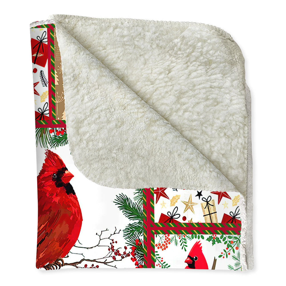 Cardinal Merry And Bright Christmas Vibes Flannel Blanket For Cozy Home Lounging And Gifting