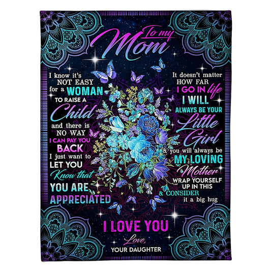 Floral I Love You With All My Heart Mother 50 x 60 Inch Flannel Blanket For Cozy Bedroom And Sofa Decor