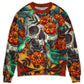 Floral Skull With Hummingbird Art – Sweater - Ugly Christmas Sweater