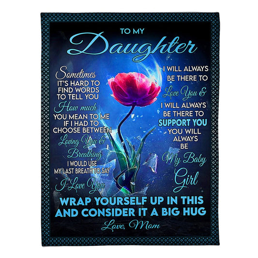 Flower Consider Big Hug Mom To Daughter 50 x 60 Inch Flannel Blanket For Cozy Bedroom And Sofa Decor