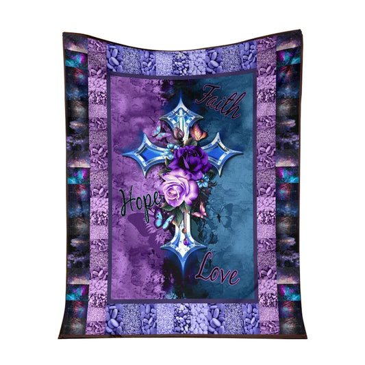 God Flower Faith Hope Love Christian 50 x 60 Inch Flannel Blanket For Cozy Bedroom And Sofa Decor