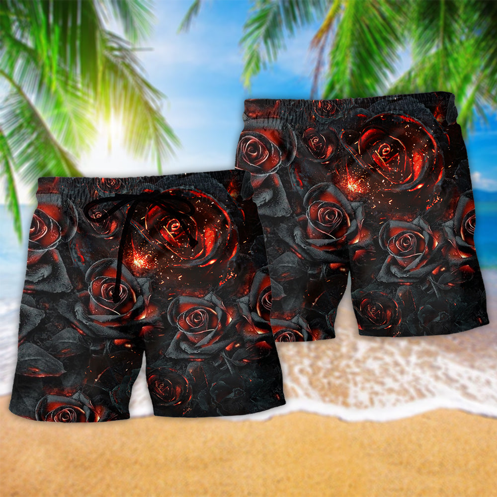 Flower Burning Rose Life - Beach Short