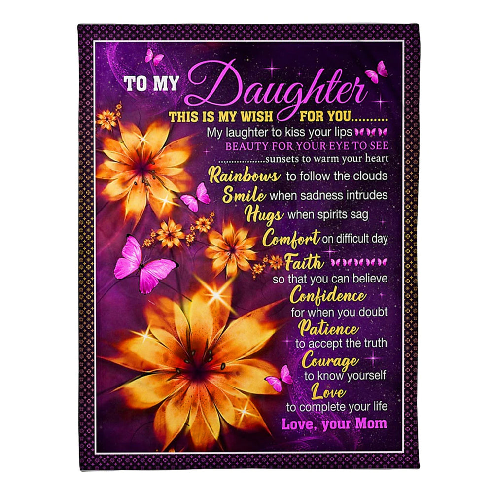 Flower My Wish For You Mom To Daughter 50 x 60 Inch Flannel Blanket For Cozy Bedroom And Sofa Decor