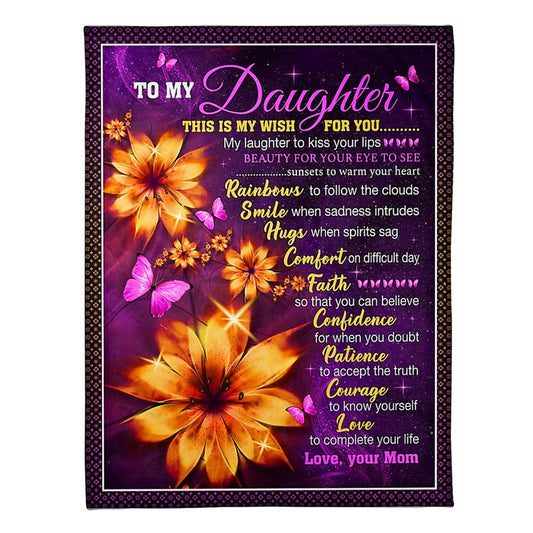 Flower My Wish For You Mom To Daughter 50 x 60 Inch Flannel Blanket For Cozy Bedroom And Sofa Decor