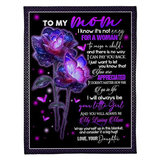 Flower Beloved Mother Message 50 x 60 Inch Flannel Blanket For Cozy Bedroom And Sofa Decor