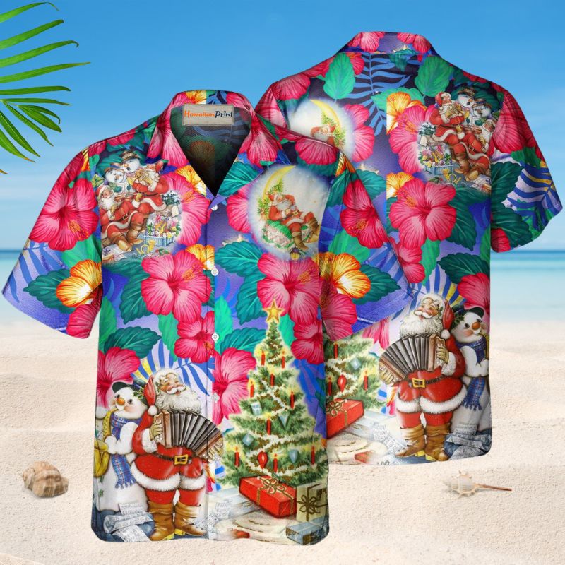 Flowers Tropical Santa Claus – Hawaiian Shirt
