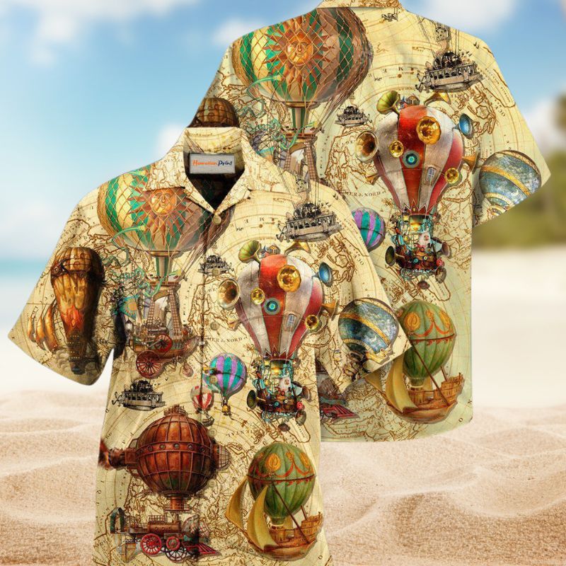 Fly High Fly Far Steampunk Air Balloon Edition – Hawaiian Shirt