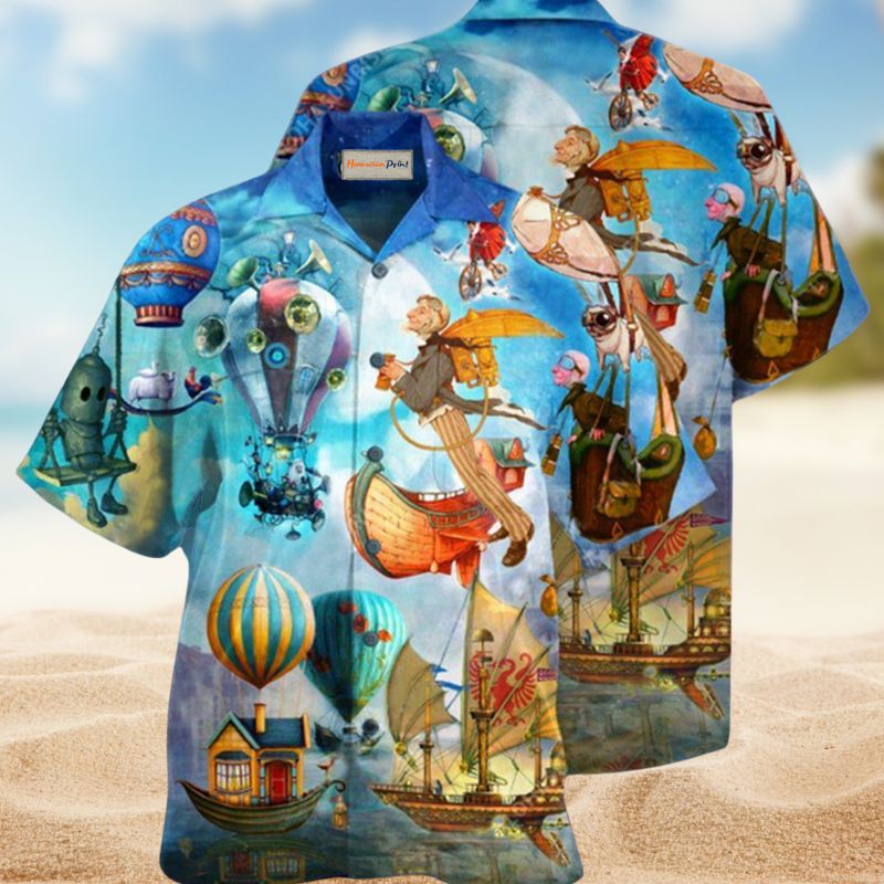 Flying Steampunk Air Balloon World Edition – Hawaiian Shirt