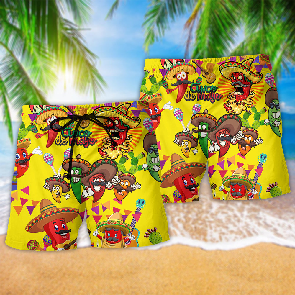 Funny Chili Pepper Hot Food Art – Beach Short