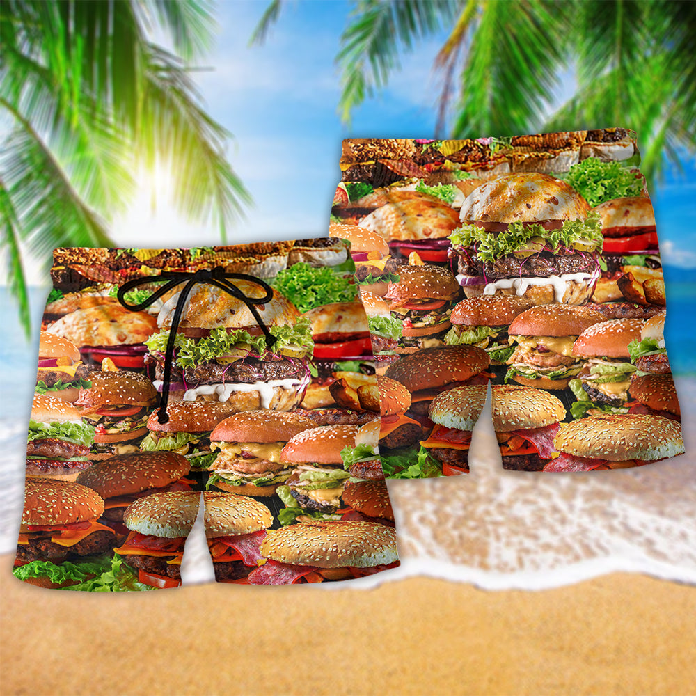 Food Delicious Hamburger Good Mood – Beach Short