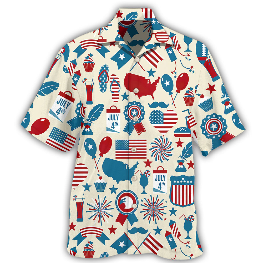 Fourth Of July Patriotic Symbol Pattern – Hawaiian Shirt