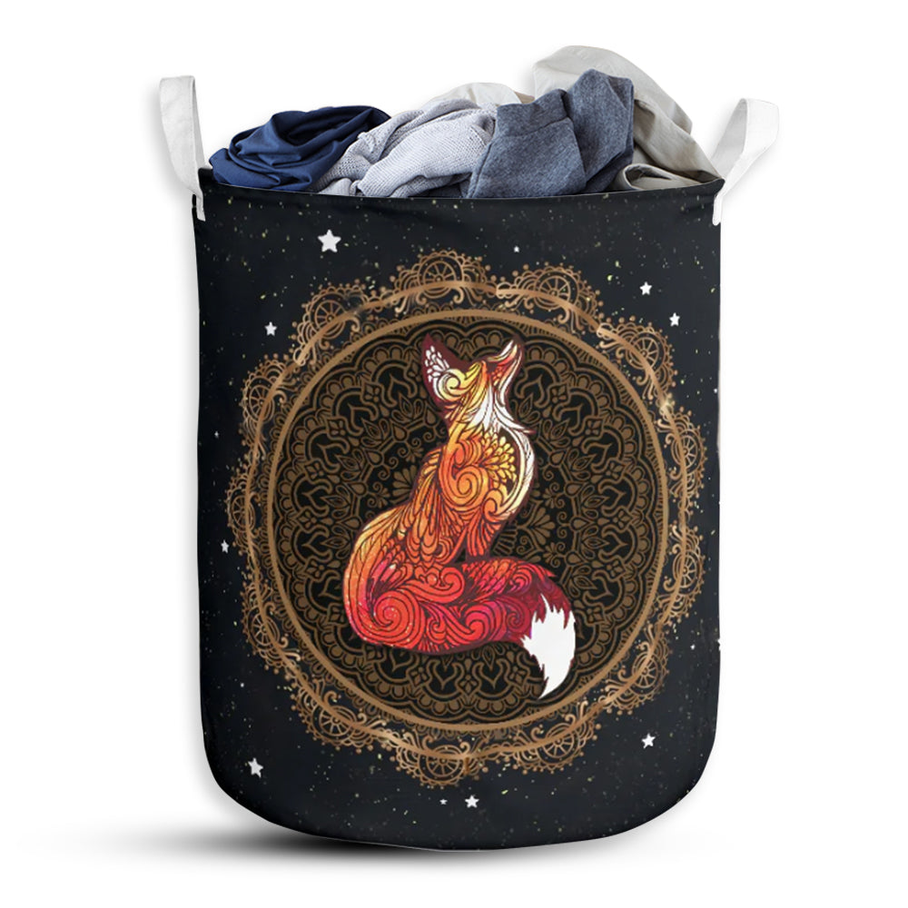 Fox Round Mandala - Laundry Basket - Owls Matrix LTD