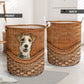 Fox Terrier Dog Rattan Teaxture - Laundry Basket - Owls Matrix LTD