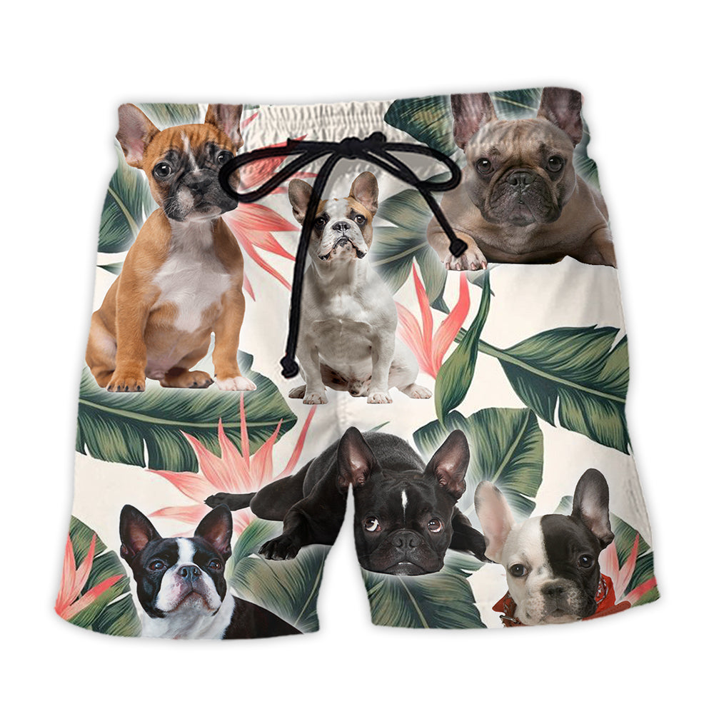 French Bulldog Lovers Tropical Leaf – Beach Short