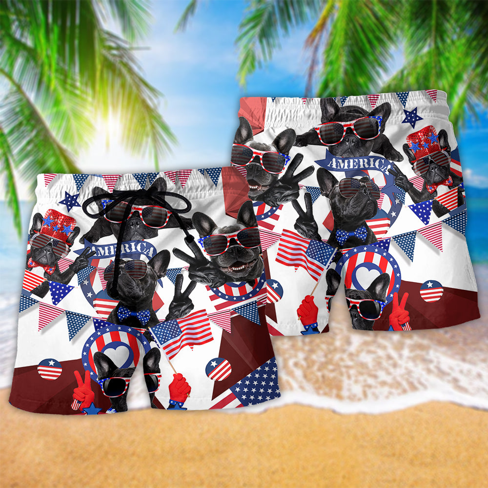 French Bulldog Patriotic America Art – Beach Short