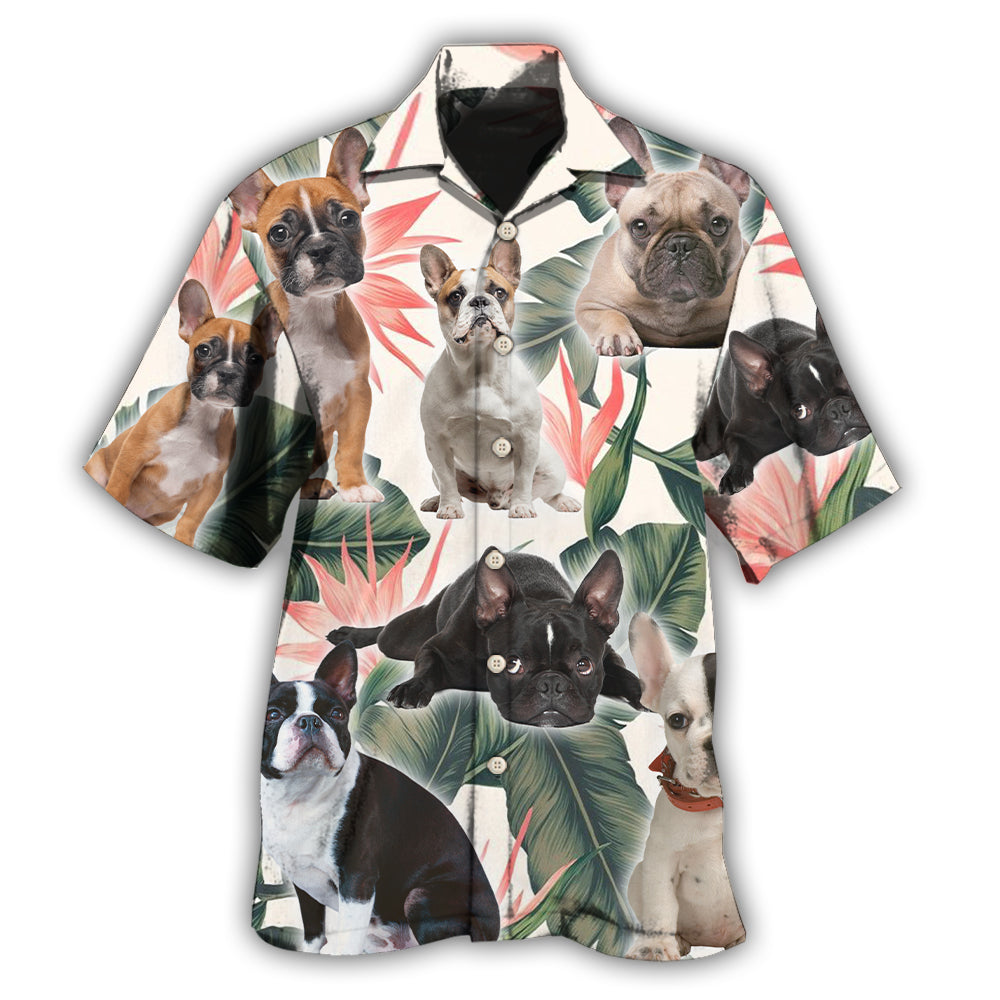 French Bulldog Tropical Leaf Pattern – Hawaiian Shirt